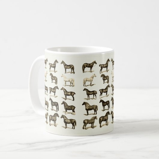 ヴィンテージ馬品種グラフのアクセサリーとギフト コーヒーマグカップ (正面左)