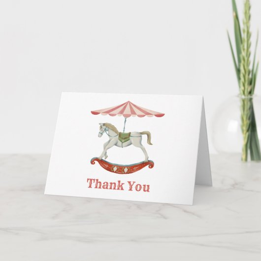 ヴィンテージ馬回転木馬カーニバルベビーシャワー サンキューカード (正面)
