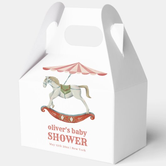ヴィンテージ馬回転木馬カーニバルベビーシャワー フェイバーボックス (裏面)