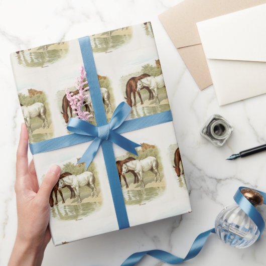 ヴィンテージ馬好きパーティーのタイル状ラップ ラッピングペーパー (ギフト)