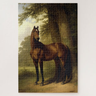 ヴィンテージ馬術ブラウンハンター絵画ウマ ジグソーパズル