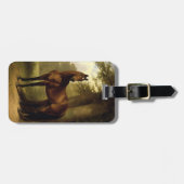 ヴィンテージ馬術ブラウンハンター絵画ウマ ラゲッジタグ (正面横)