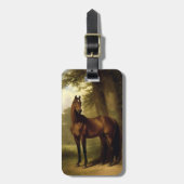 ヴィンテージ馬術ブラウンハンター絵画ウマ ラゲッジタグ (正面縦)