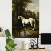 ヴィンテージ馬術白絵画馬 ポスター (ホームオフィス)