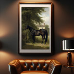 ヴィンテージ馬術黒狩猟馬絵画の ポスター<br><div class="desc">ヴィンテージ馬術黒馬狩り山水絵画のポスター</div>