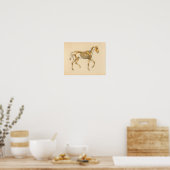 ヴィンテージ馬解剖学プリント骨格 ポスター (キッチン)