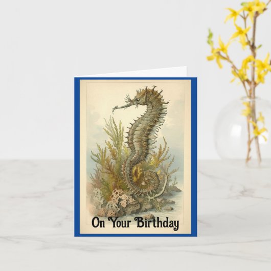 ヴィンテージ馬誕生日グリーティングカード カード (黄色い花)