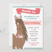 ヴィンテージ馬誕生日招待状(フローラ) 招待状 (正面)