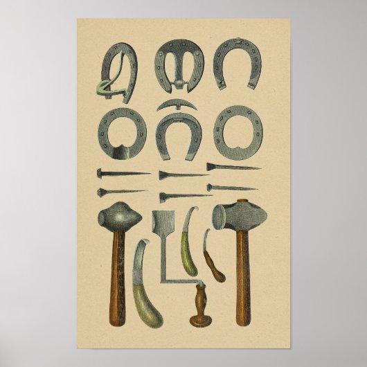 ヴィンテージ馬蹄装具1898プリント ポスター (正面)