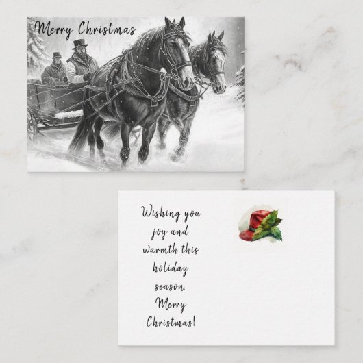 ヴィンテージ馬車クリスマスカード ノートカード (正面/裏面)