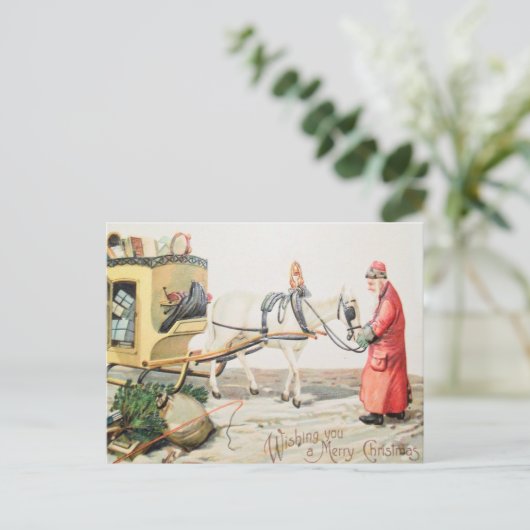 ヴィンテージ馬車メリークリスマスグリーティング シーズンポストカード (スタンド正面)