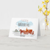 ヴィンテージ馬車華美ハッピーバースデー カード (黄色い花)