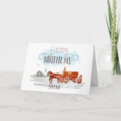 ヴィンテージ馬車華美ハッピーバースデー カード (正面)