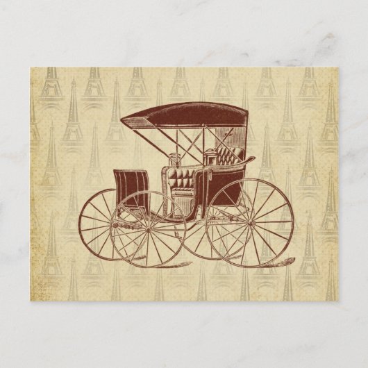 ヴィンテージ馬車inパリ ポストカード (正面)