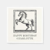 ヴィンテージ馬馬術大人ハッピーバースデー スタンダードカクテルナプキン (正面)