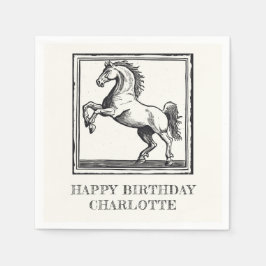 ヴィンテージ馬馬術大人ハッピーバースデー スタンダードカクテルナプキン