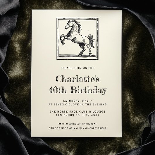 ヴィンテージ馬馬馬術大人40歳の誕生日パーティー 招待状