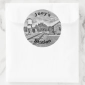 ヴィンテージ駅のカスタマイズ可能文字 ラウンドシール (バッグ)