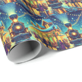 ヴィンテージ駅クリスマスイブ雪の夜 ラッピングペーパー (ロールコーナー)