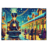 ヴィンテージ駅クリスマスイブ雪の夜 ラージペーパーバッグ (裏面)