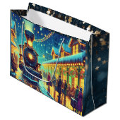 ヴィンテージ駅クリスマスイブ雪の夜 ラージペーパーバッグ (正面アングル)