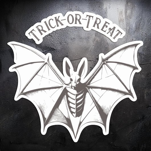 ヴィンテージ骨格こうもりハロウィーンステッカー シール