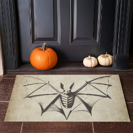 ヴィンテージ骨格こうもりハロウィーン ドアマット