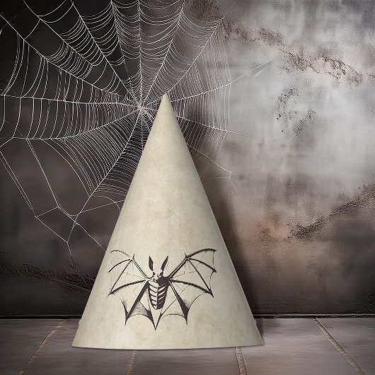 ヴィンテージ骨格こうもりハロウィーン パーティーハット