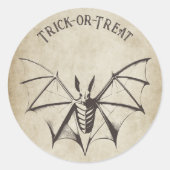 ヴィンテージ骨格こうもりハロウィーン ラウンドシール (正面)