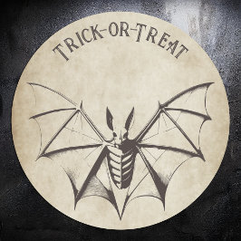 ヴィンテージ骨格こうもりハロウィーン ラウンドシール