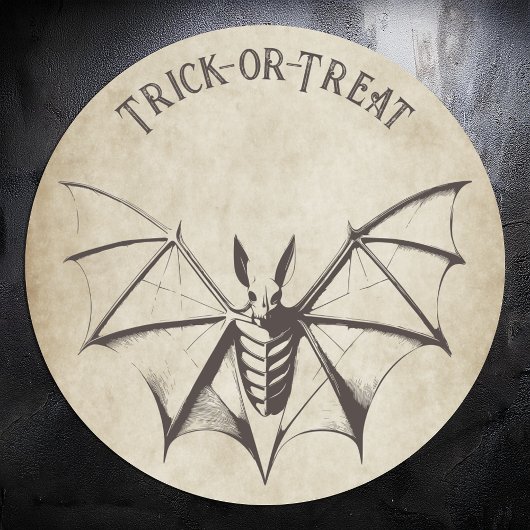 ヴィンテージ骨格こうもりハロウィーン ラウンドシール