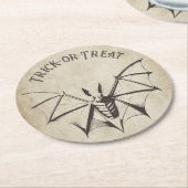 ヴィンテージ骨格こうもりハロウィーン ラウンドペーパーコースター (アングル)