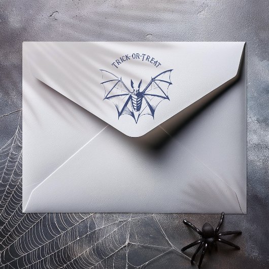 ヴィンテージ骨格こうもりハロウィーン ラバースタンプ