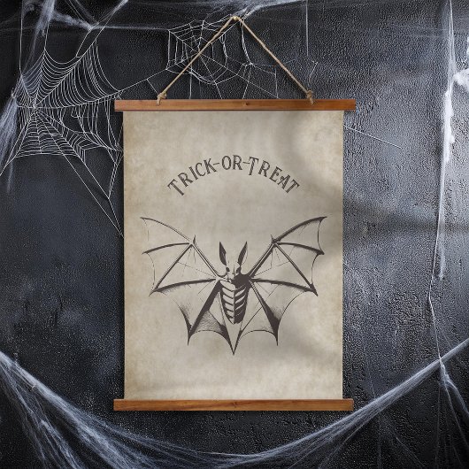 ヴィンテージ骨格こうもりハロウィーン 吊り下げ型タペストリー