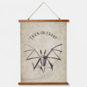 ヴィンテージ骨格こうもりハロウィーン 吊り下げ型タペストリー (正面)