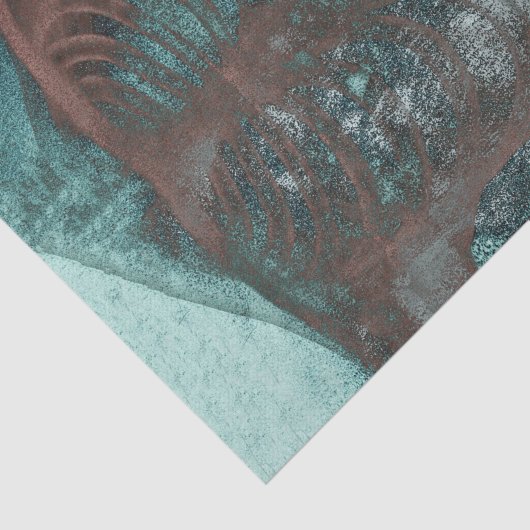 ヴィンテージ骨格のX線ティール（緑がかった色）茶色のテクスチャ 薄葉紙 (詳細)