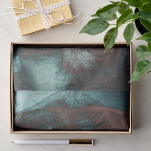 ヴィンテージ骨格のX線ティール（緑がかった色）茶色のテクスチャ 薄葉紙 (ギフト)