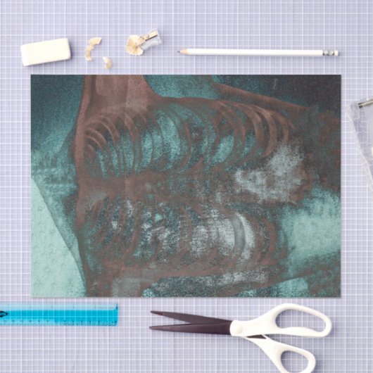 ヴィンテージ骨格のX線ティール（緑がかった色）茶色のテクスチャ 薄葉紙 (クラフト)