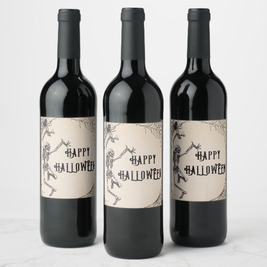 ヴィンテージ骨格スパイダーアダルトハローウィンパーティ ワインラベル (ボトル)