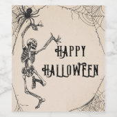 ヴィンテージ骨格スパイダーアダルトハローウィンパーティ ワインラベル (シングルラベル)