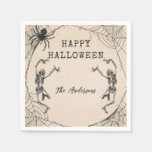 ヴィンテージ骨格スパイダーハローウィンパーティ スタンダードカクテルナプキン (正面)