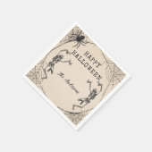 ヴィンテージ骨格スパイダーハローウィンパーティ スタンダードカクテルナプキン (角)