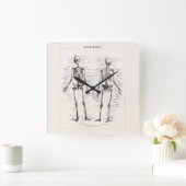 ヴィンテージ骨格ヒト解剖骨骨スカル スクエア壁時計 (ホーム)