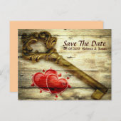 ヴィンテージ骨格ビクトリアン鍵ステームパ結婚ンク 案内ポストカード (正面/裏面)