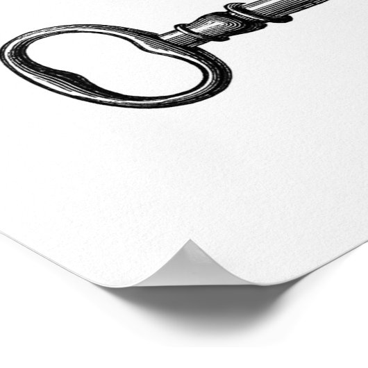 ヴィンテージ骨格鍵イラストレーション ポスター (角)