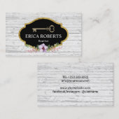 ヴィンテージ骨格鍵フローラウ素朴ッド不動産仲介業者 名刺 (正面/裏面)