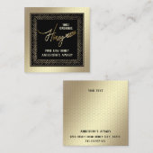 ヴィンテージ高級金ゴールドスクリプトハニーブランチ スクエア名刺 (正面/裏面)
