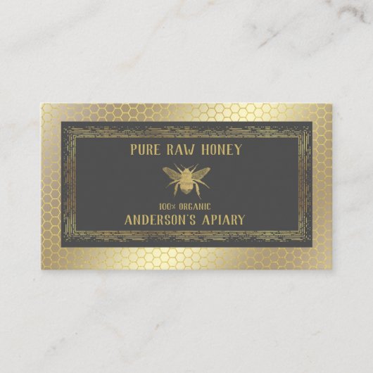 ヴィンテージ高級金ゴールドミツバチ蜂蜜/養蜂場/養蜂場 名刺 (正面)