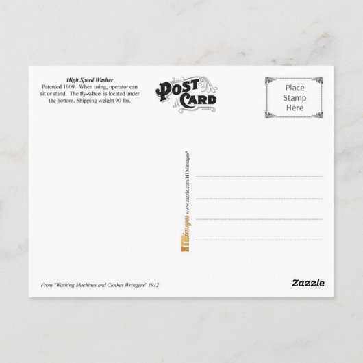 ヴィンテージ高速衣類洗浄機 ポストカード (裏面)