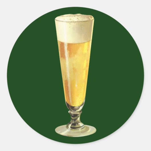 ヴィンテージ高霜の降りた荷車を引くビール、アルコール飲料 ラウンドシール (正面)